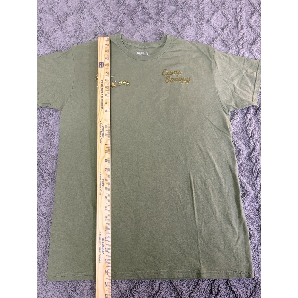 Peanuts T-Shirt Camp Snoopy Medium Cotton Army Green Beagle Scouts Fun Whimsical - Picture 5 of 7